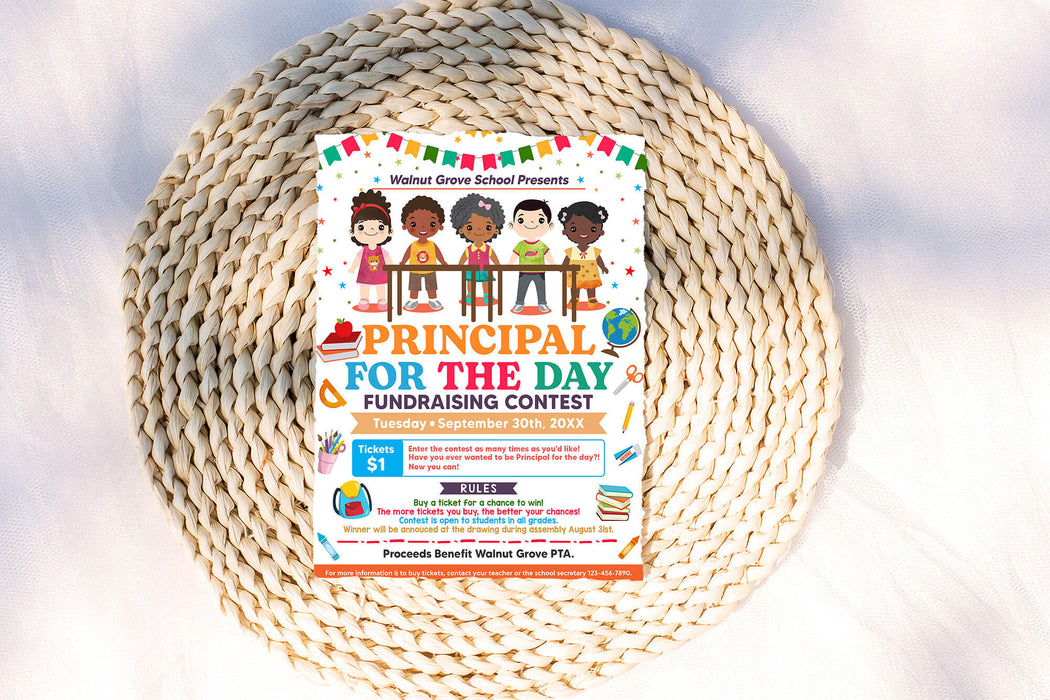 Customizable Principal For The Day Fundraiser Flyer Template | School ...