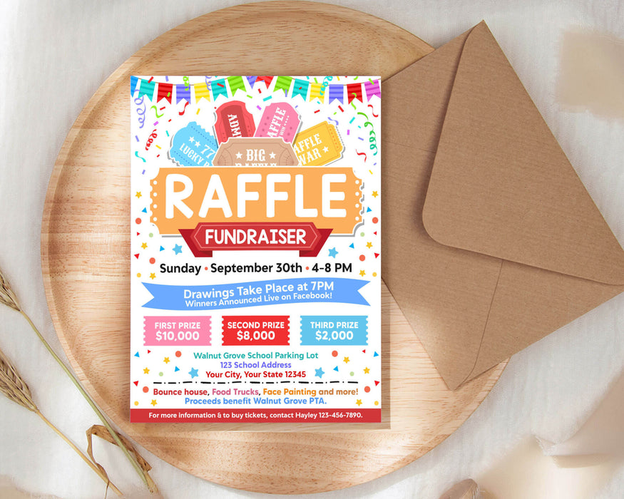 DIY Raffle Fundraiser Flyer Template | Charity Ticket Sales Fundraiser ...