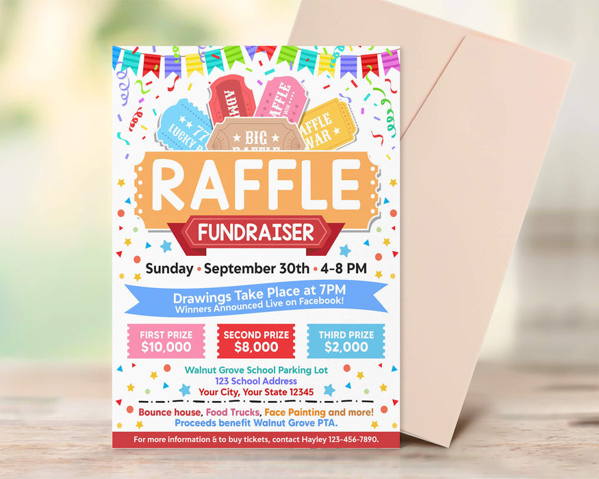 DIY Raffle Fundraiser Flyer Template | Charity Ticket Sales Fundraiser Event Flyer