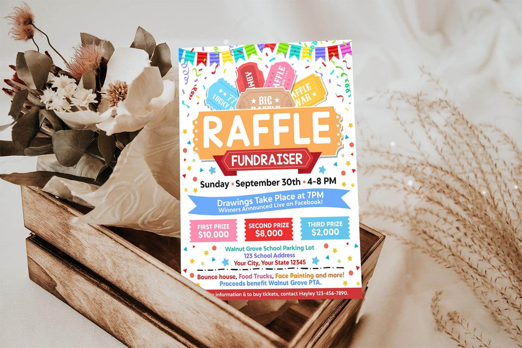 DIY Raffle Fundraiser Flyer Template | Charity Ticket Sales Fundraiser ...