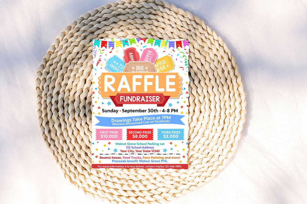 DIY Raffle Fundraiser Flyer Template | Charity Ticket Sales Fundraiser ...