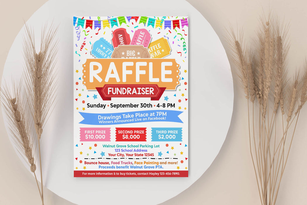 DIY Raffle Fundraiser Flyer Template | Charity Ticket Sales Fundraiser ...