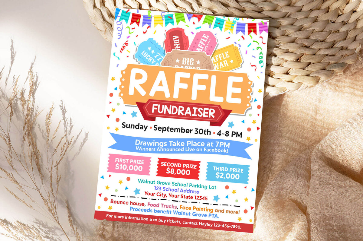 DIY Raffle Fundraiser Flyer Template | Charity Ticket Sales Fundraiser ...