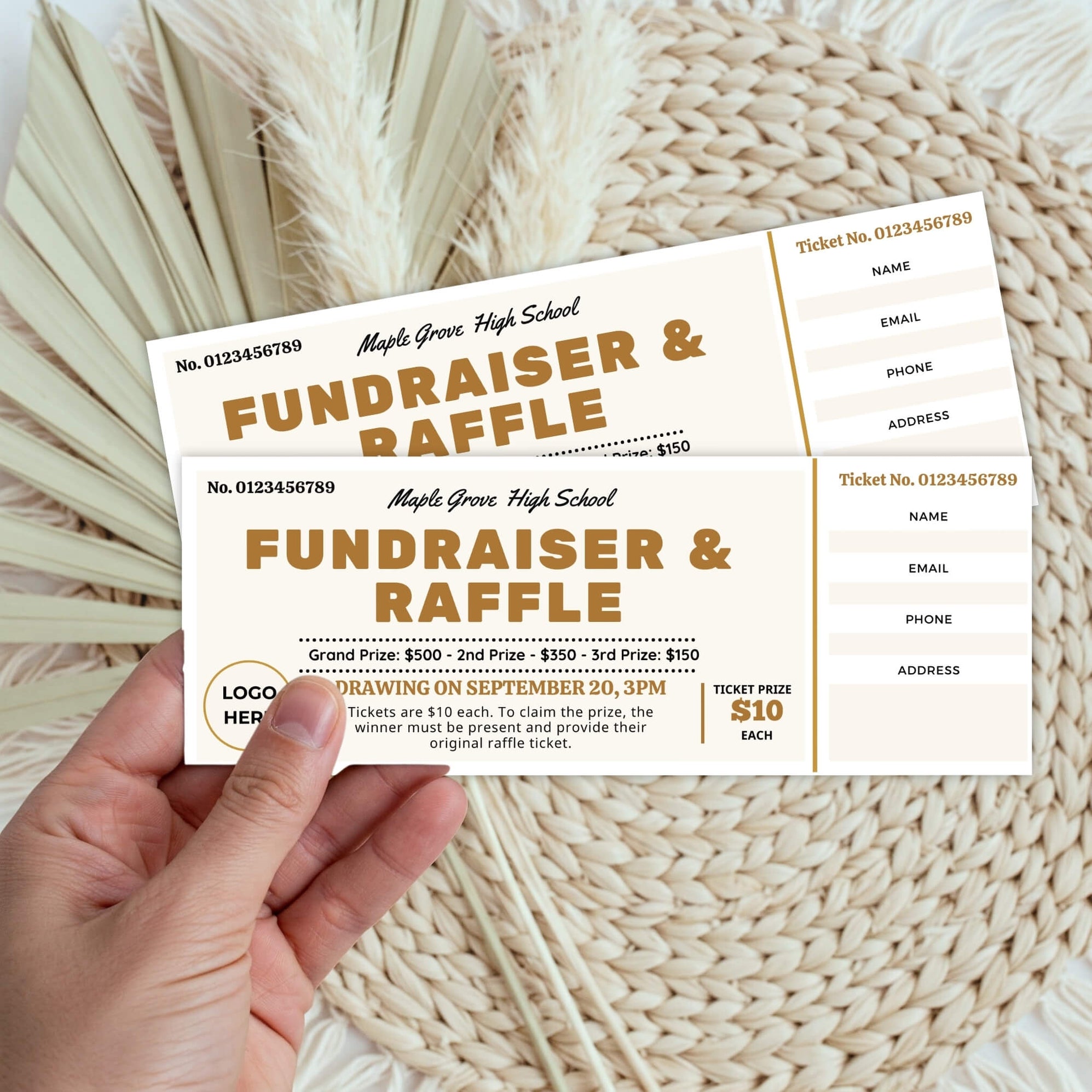 School Raffle Paper Customizable Fundraiser and Raffle Ticket Template | Drawing Ticket for ...