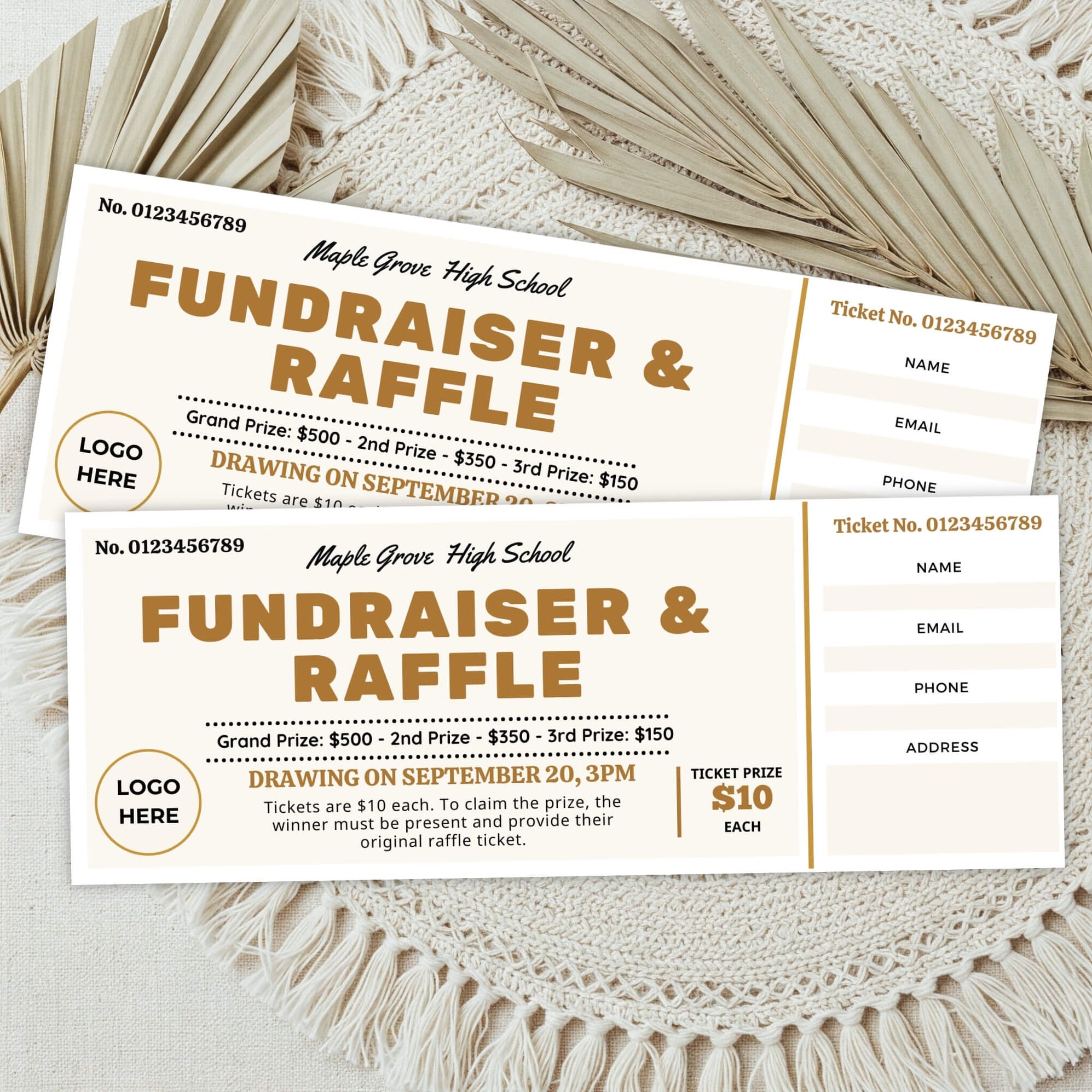 Customizable Fundraiser and Raffle Ticket Template | Drawing Ticket for ...