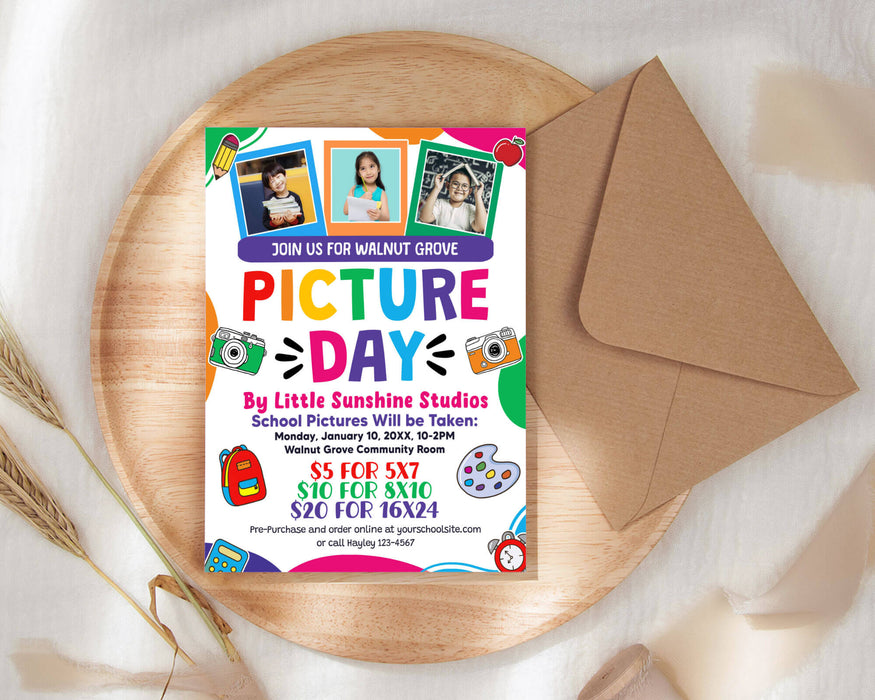 Chapter Photo Day Customizable School Photo Day Flyer | Picture Day Invite Template ...