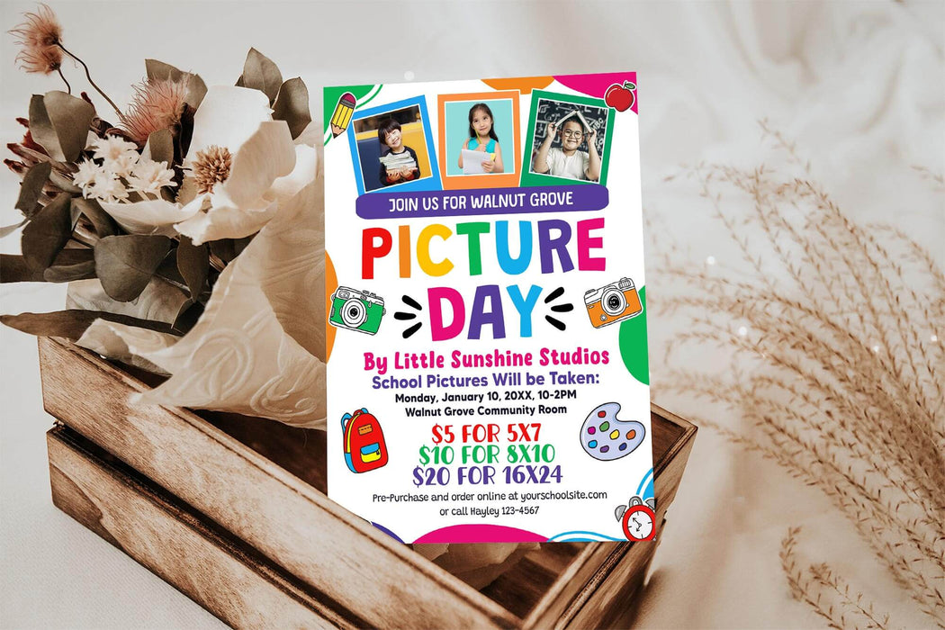 Chapter Photo Day Customizable School Photo Day Flyer | Picture Day Invite Template ...