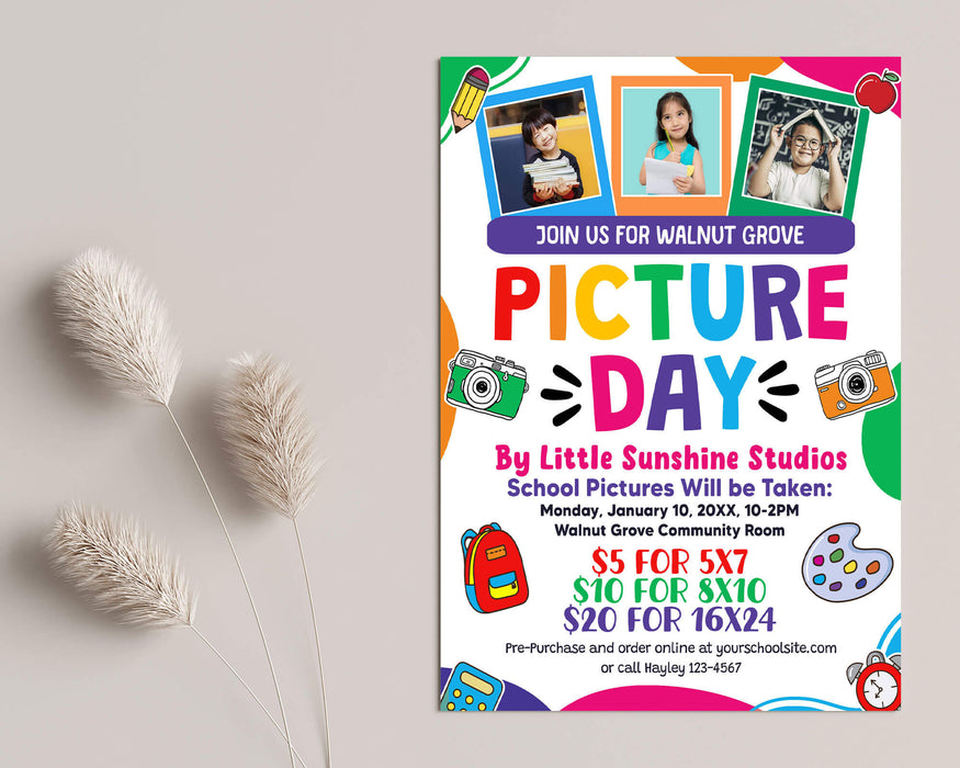 Chapter Photo Day Customizable School Photo Day Flyer | Picture Day Invite Template ...