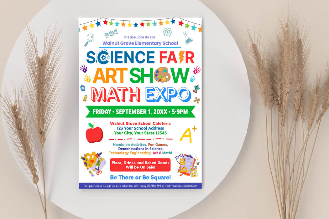 Science Fair, Art Show and Math Expo Flyer Template | PTA PTO School ...