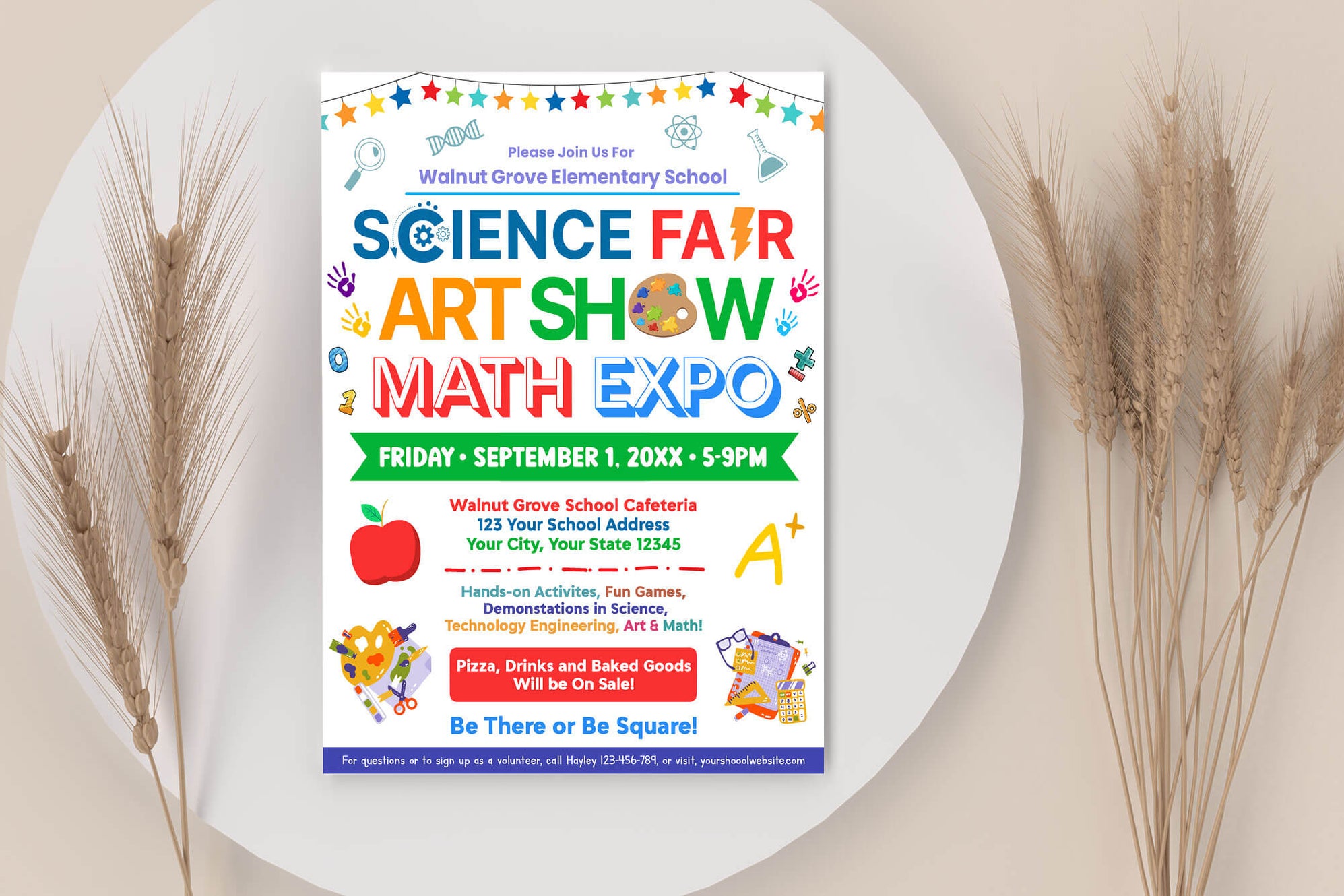 Math Fair Design Science Fair, Art Show and Math Expo Flyer Template | PTA PTO School ...