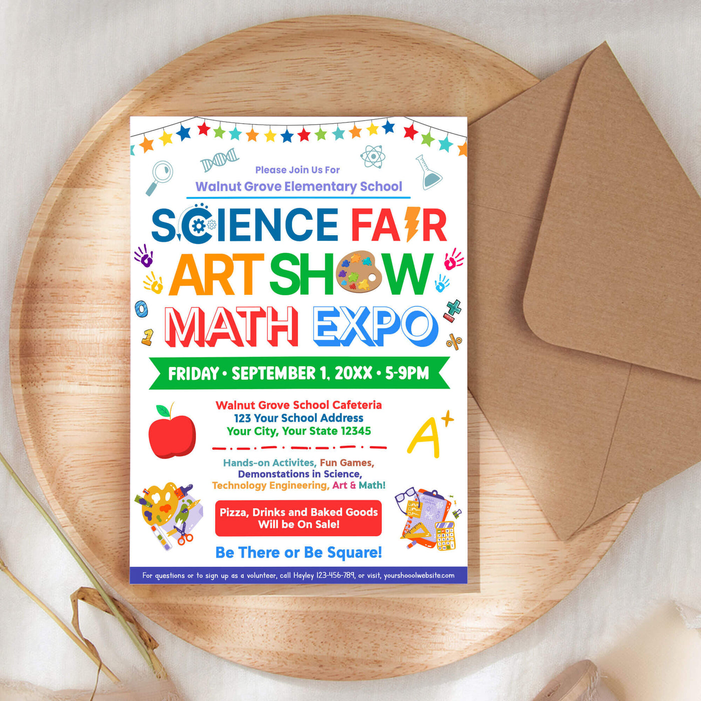 Science Exppo Science Fair, Art Show and Math Expo Flyer Template | PTA PTO School ...