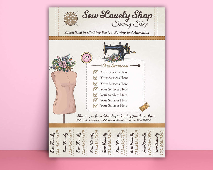 Customizable Sewing Business Flyer Template | Tailor, Seamstress and Crafter Business Handout