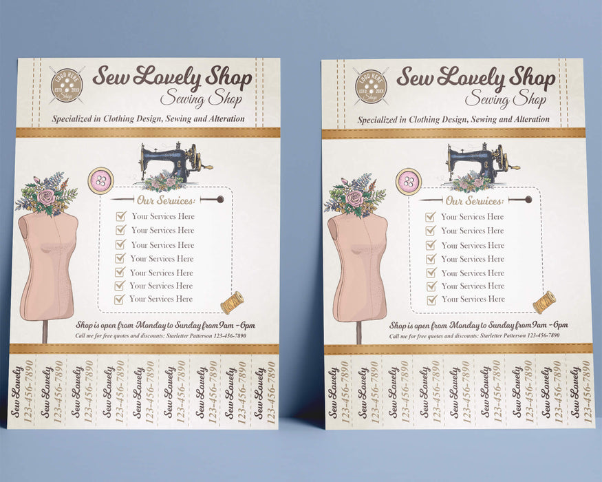 Customizable Sewing Business Card Template | Tailor, Seamstress and Crafter Business Handout - Posh Park customizable-sewing-business-card-template-tailor-seamstress-and-crafter-business-handout-posh-park