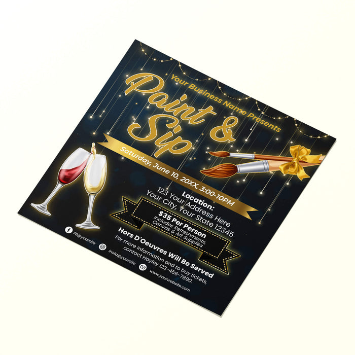 DIY Sip and Paint Party Flyer | Painting Event Invite Template