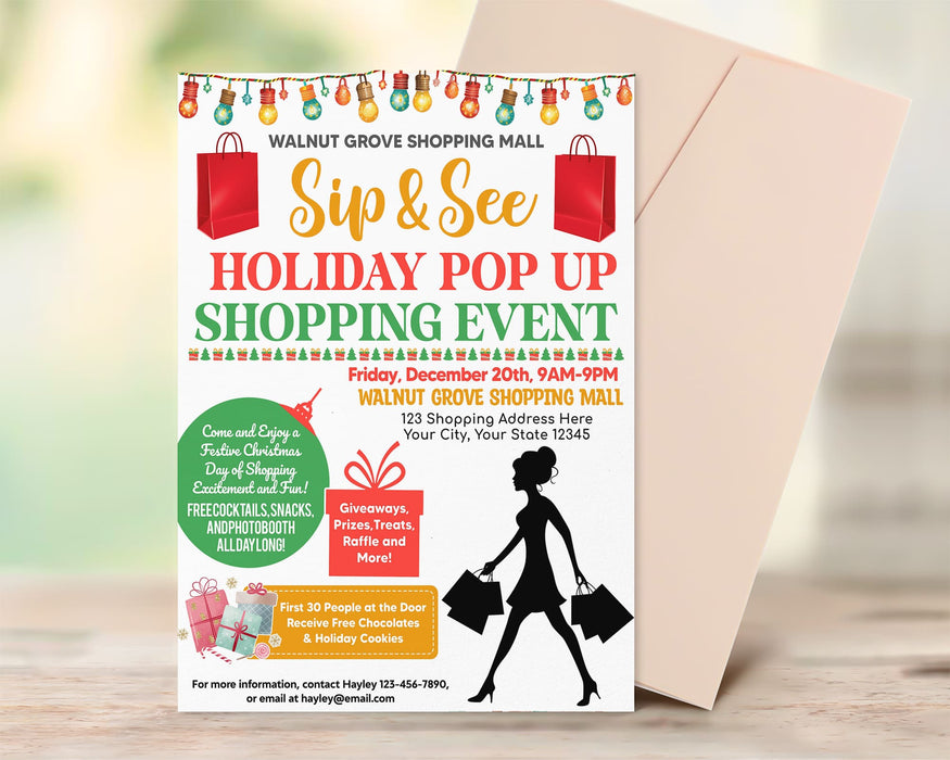 Sip and See Holiday Pop-Up Shop Event Flyer