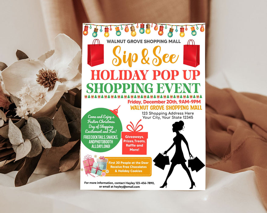 Sip and See Holiday Pop-Up Shop Event Flyer