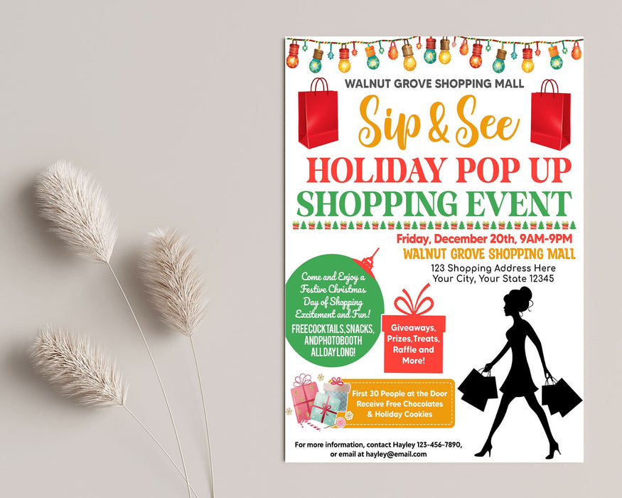 Sip and See Holiday Pop-Up Shop Event Flyer