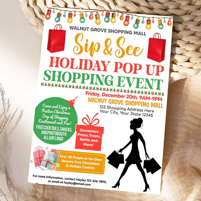 Sip and See Holiday Pop-Up Shop Event Flyer