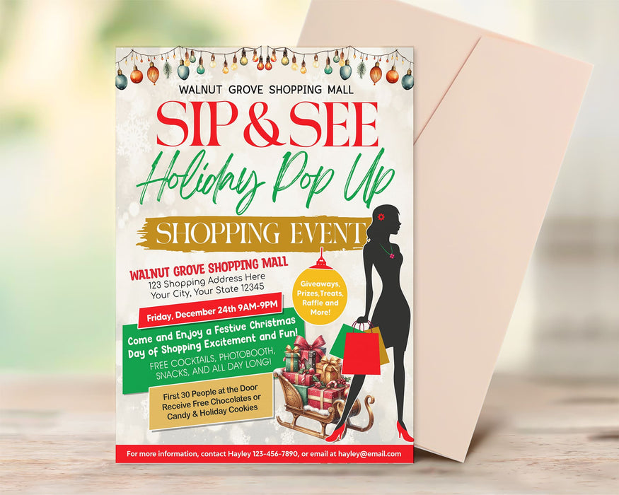 Custom Sip and See Shopping Event Flyer Template