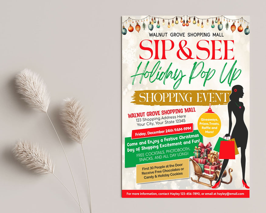 Custom Sip and See Shopping Event Flyer Template