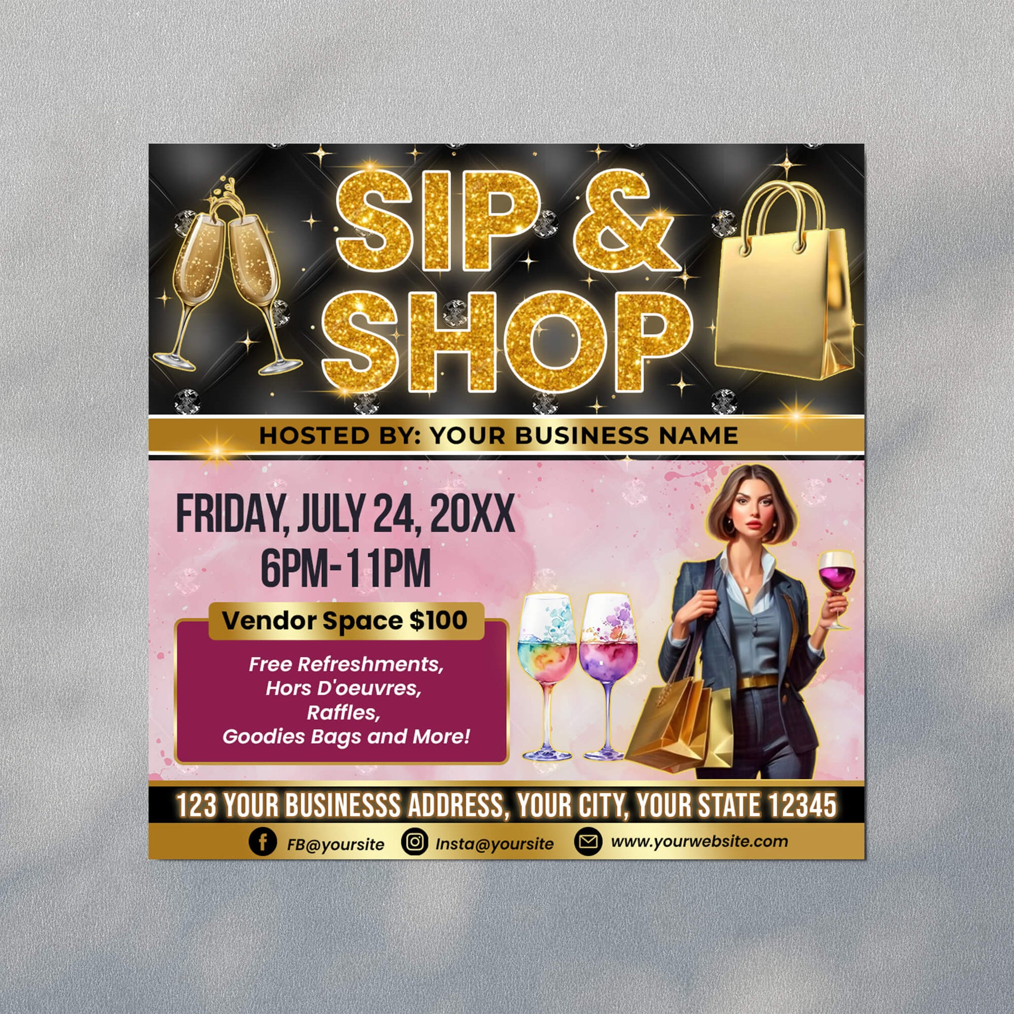 Sip And Shop Flyer Template Pop Up Event Invitation Template Posh Park sip-and-shop-flyer-template-pop-up-event-invitation-template-posh-park