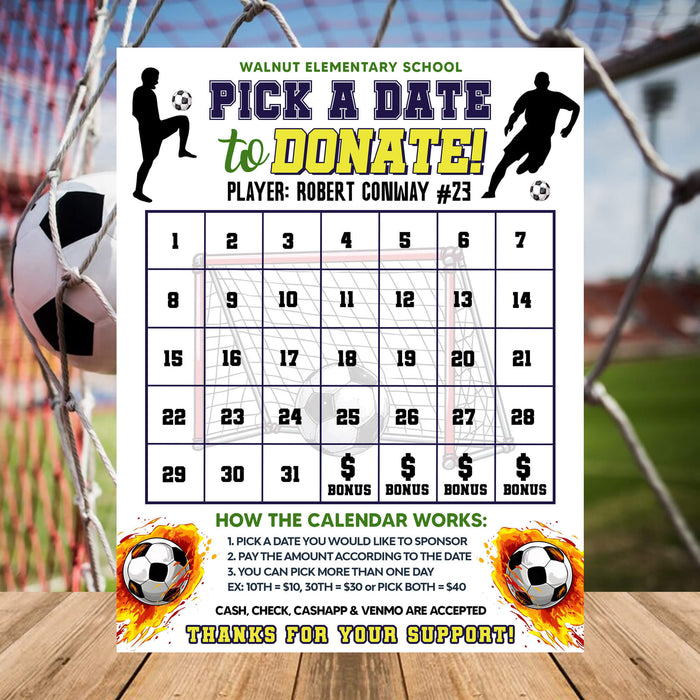 Soccer Pick A Date Fundraising | Football Sports Pick a Date to Donate Calendar Template - Posh Park soccer-pick-a-date-fundraising-football-sports-pick-a-date-to-donate-calendar-template-posh-park