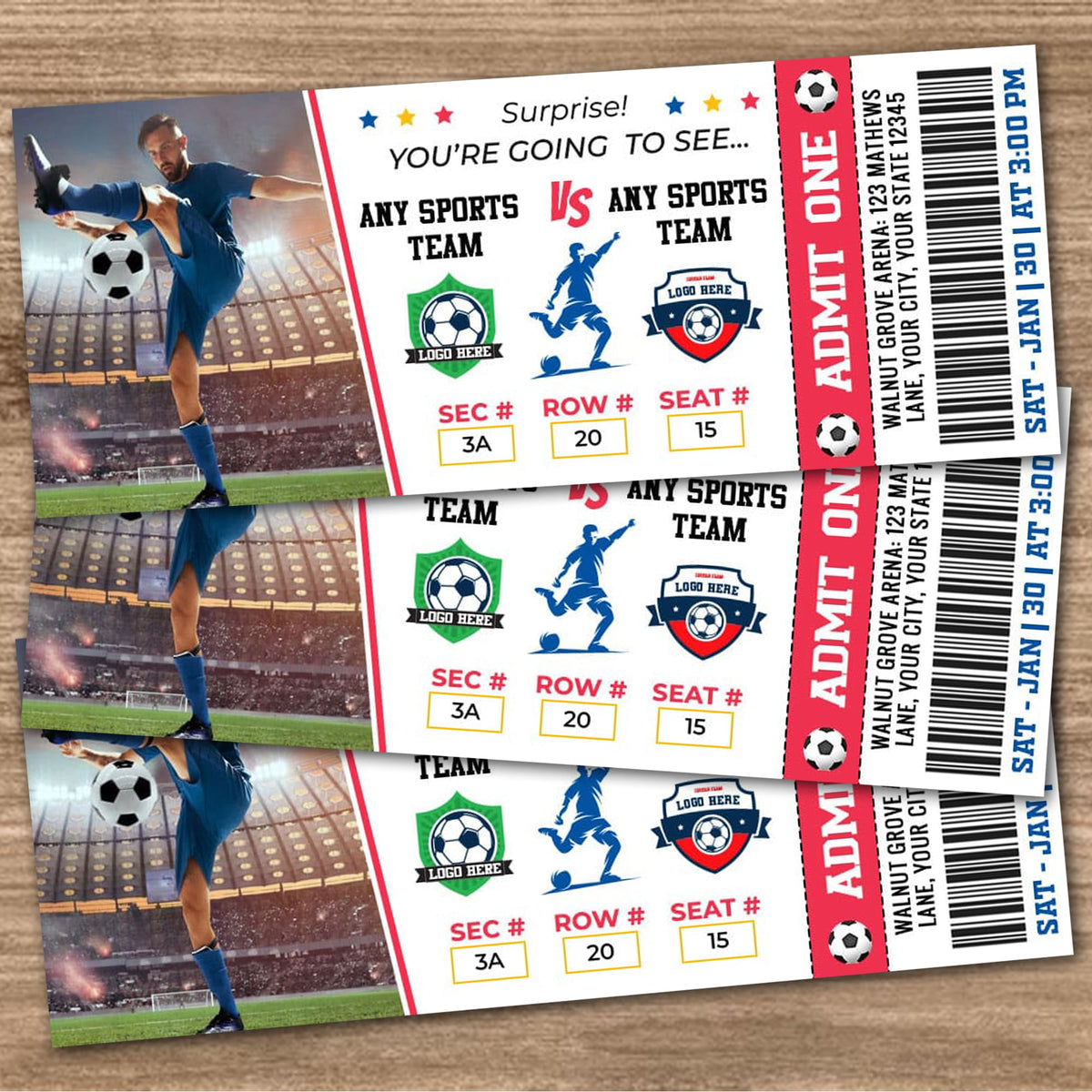 Customizable Soccer Game Ticket Template | Sports Game Ticket - Posh Park