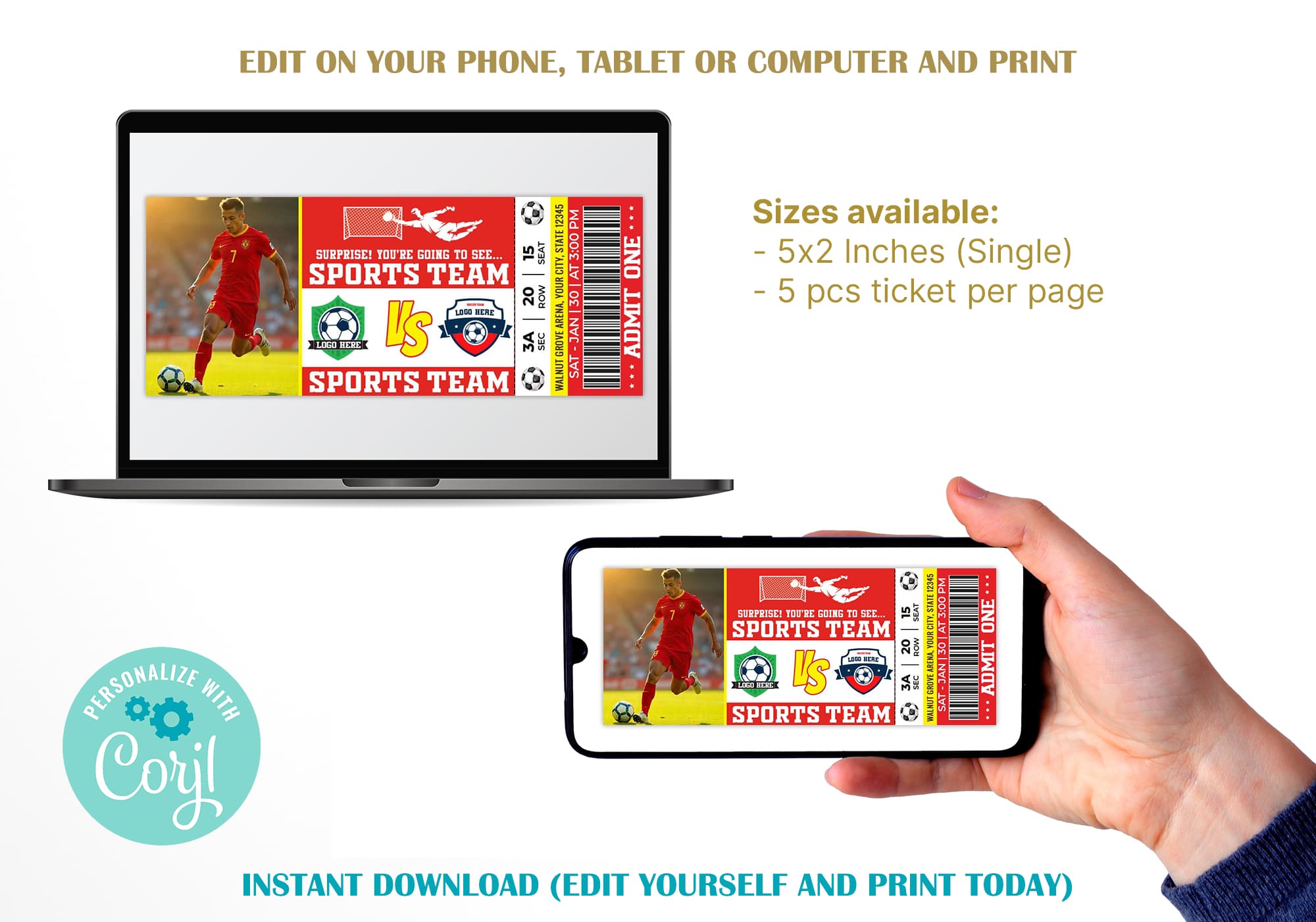 DIY Soccer Game Ticket Template | Surprise Gift Sports Game Ticket ...