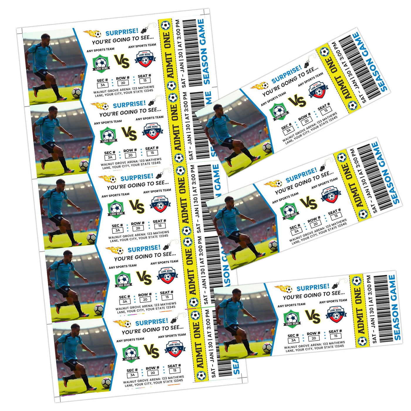 DIY Soccer Sports Event Ticket | Sports Game Stub Ticket Template ...