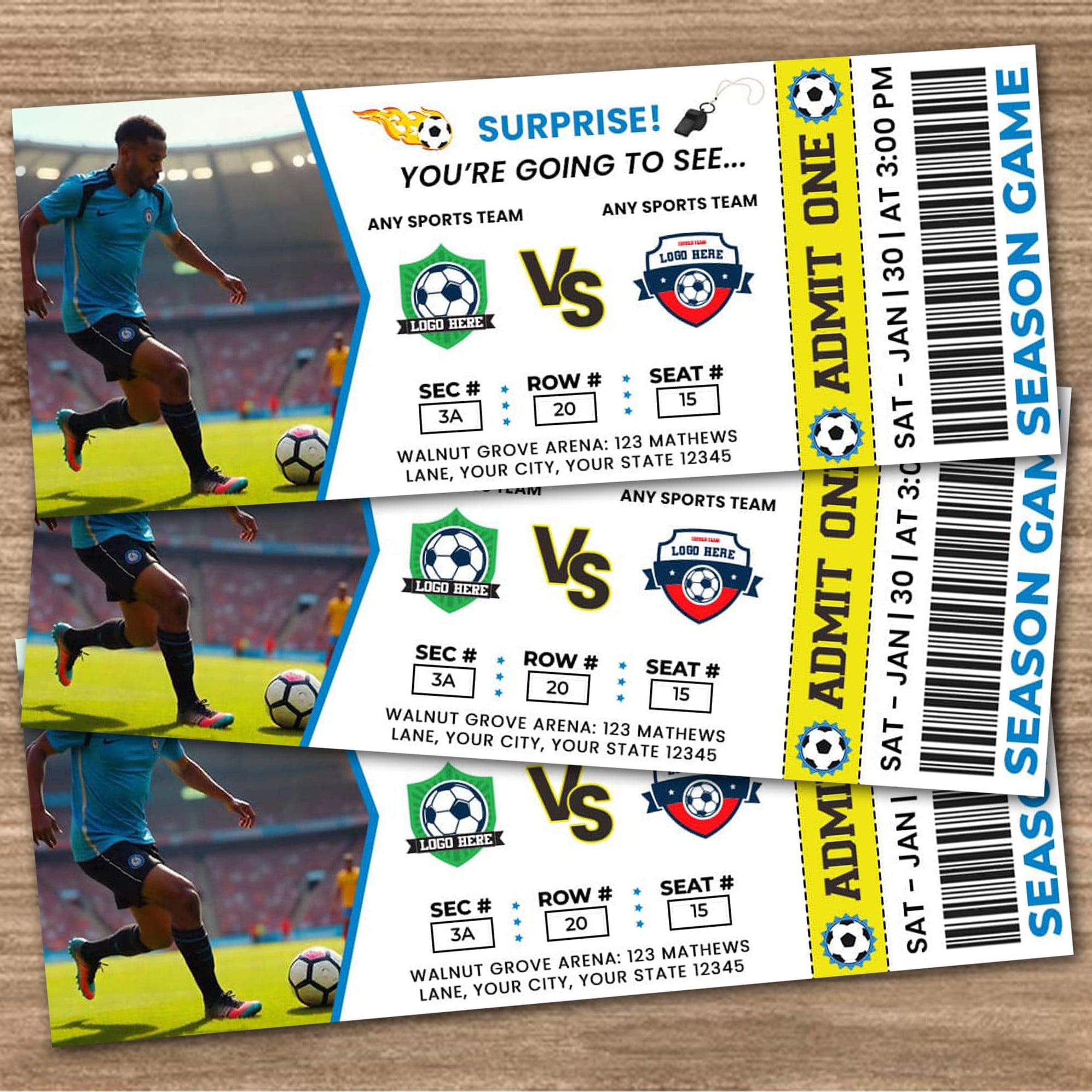 DIY Soccer Sports Event Ticket | Sports Game Stub Ticket Template ...