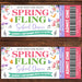 DIY Spring Fling School Dance Flyer and Ticket Bundle | School Party Event Template Set