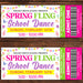 Customizable Spring Fling School Dance Ticket | School Dance Party Event Template