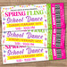 Customizable Spring Fling School Dance Ticket | School Dance Party Event Template