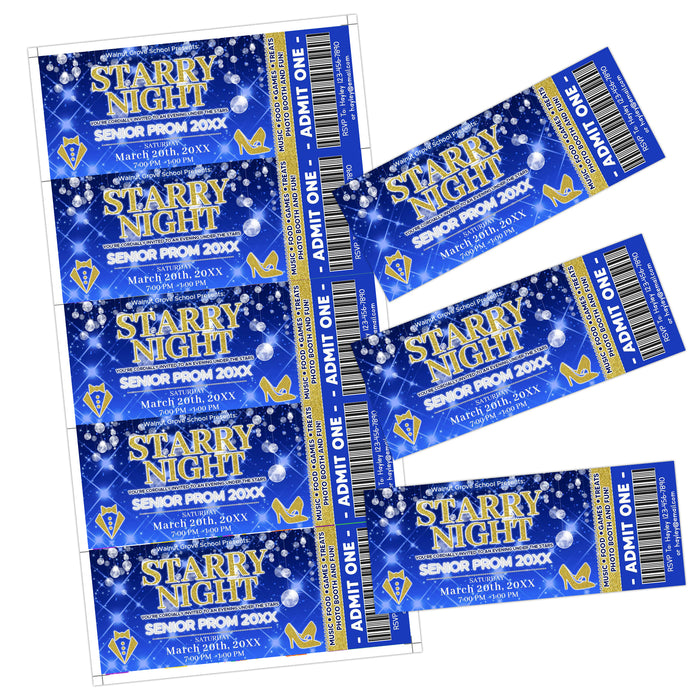 DIY Starry Night Prom Ticket and Flyer Bundle Template | School Dance Under The Stars