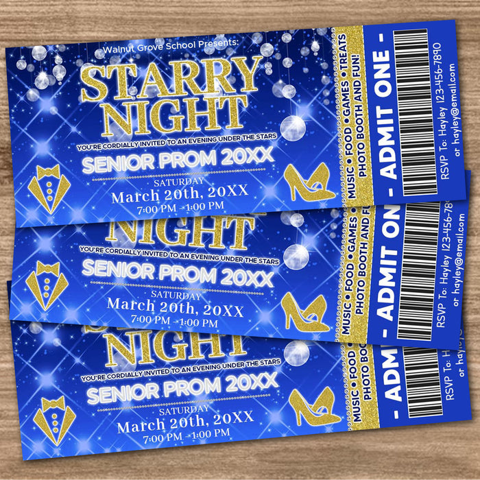 DIY Starry Night Prom Ticket and Flyer Bundle Template | School Dance Under The Stars