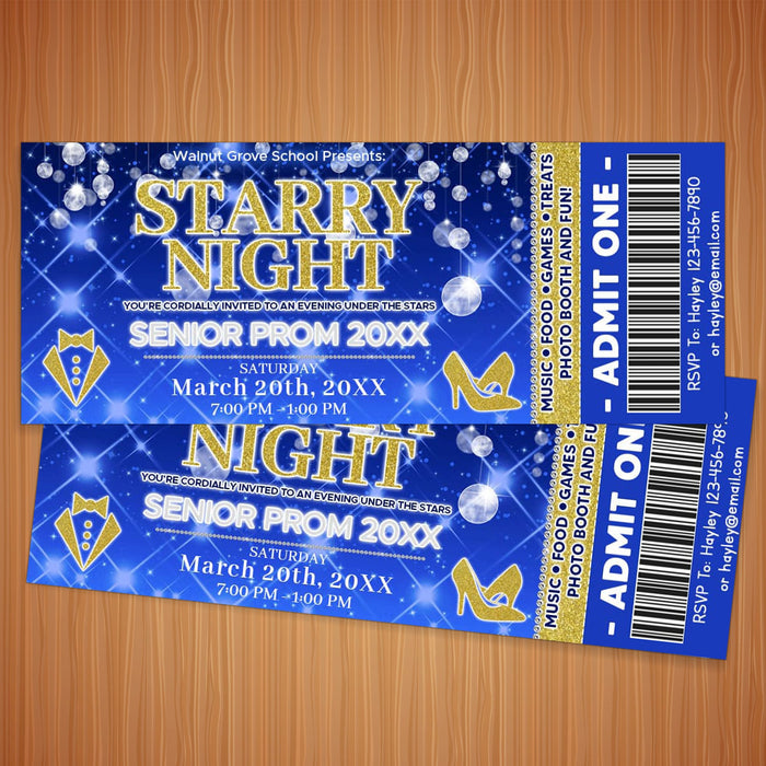 DIY Starry Night Prom Ticket and Flyer Bundle Template | School Dance Under The Stars