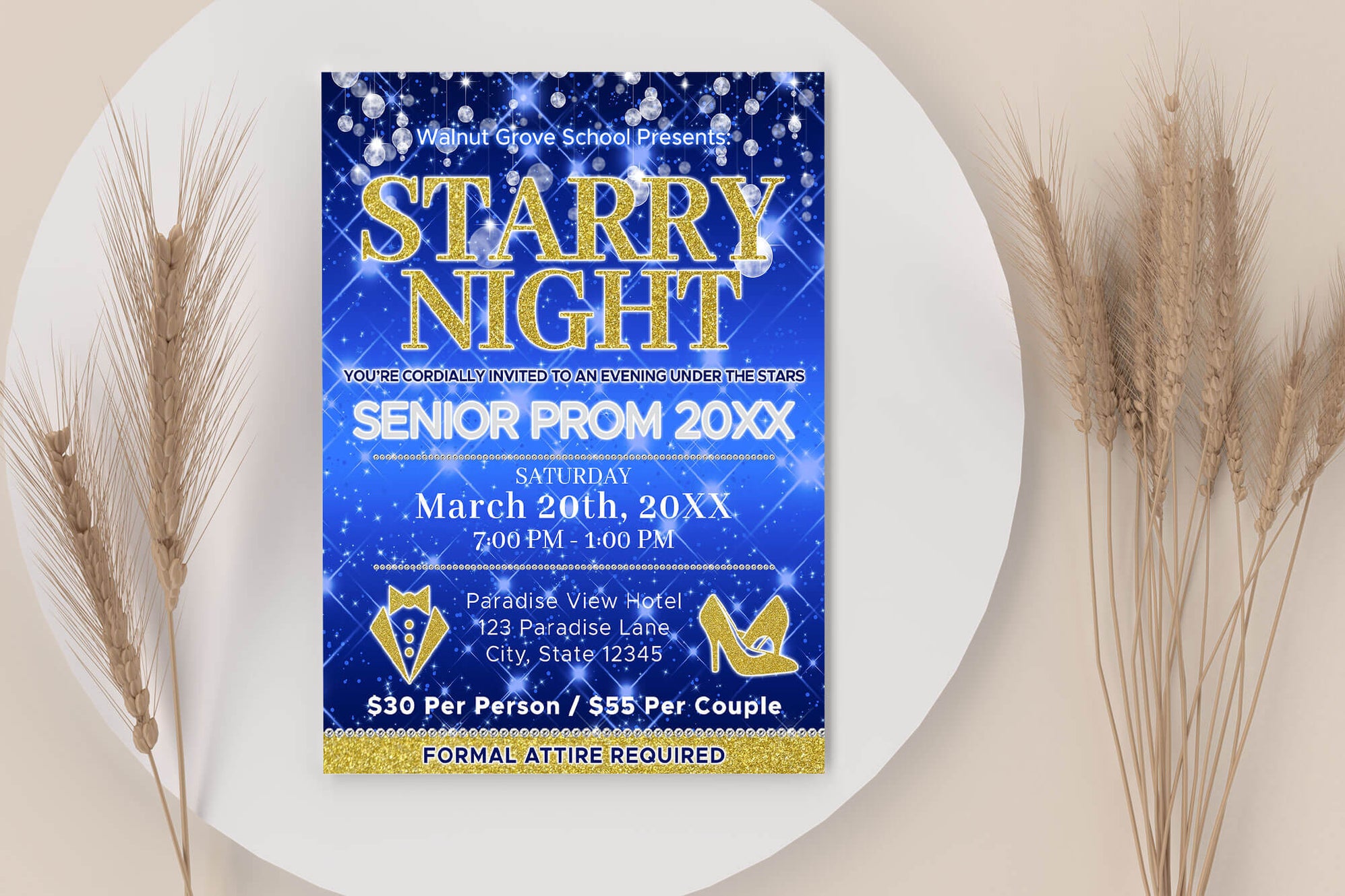 DIY Starry Night Prom Flyer | School Dance Under The Stars Invitation ...