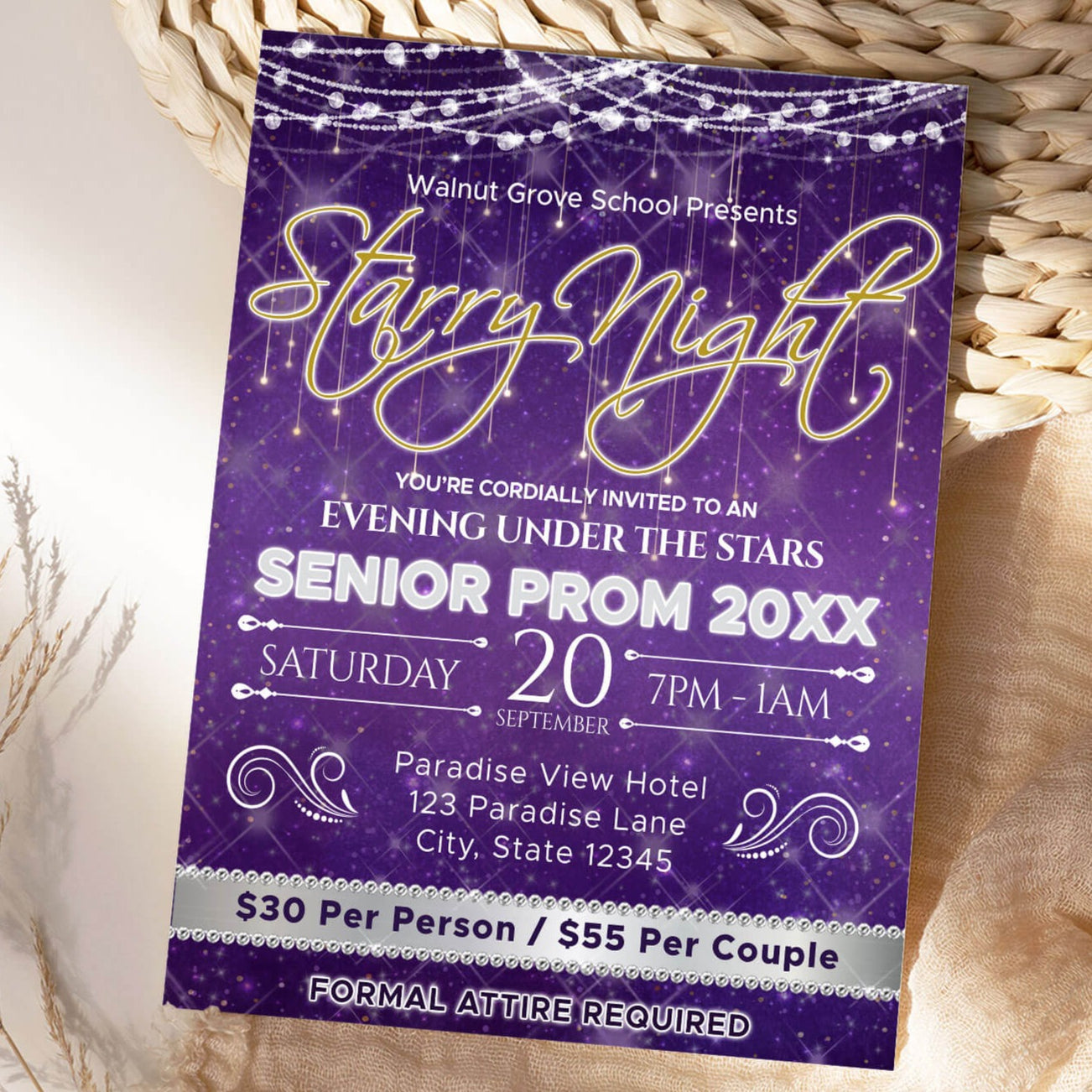 Starry Grad Prom Customizable Starry Night Prom Flyer | Under The Stars School Dance ...