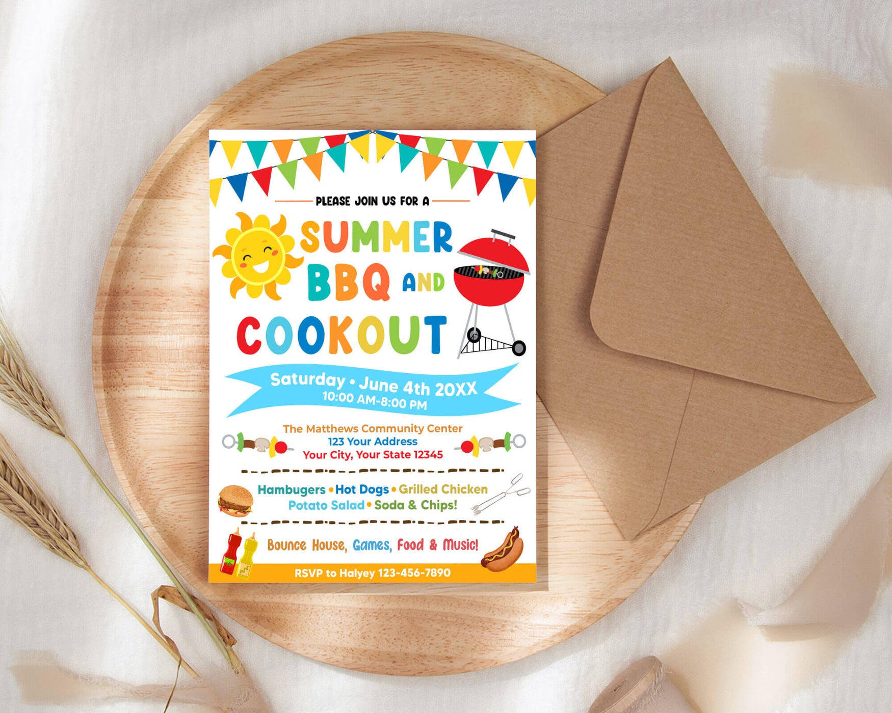 DIY Summer BBQ Cookout Invitation Template | Summer Barbecue Party ...