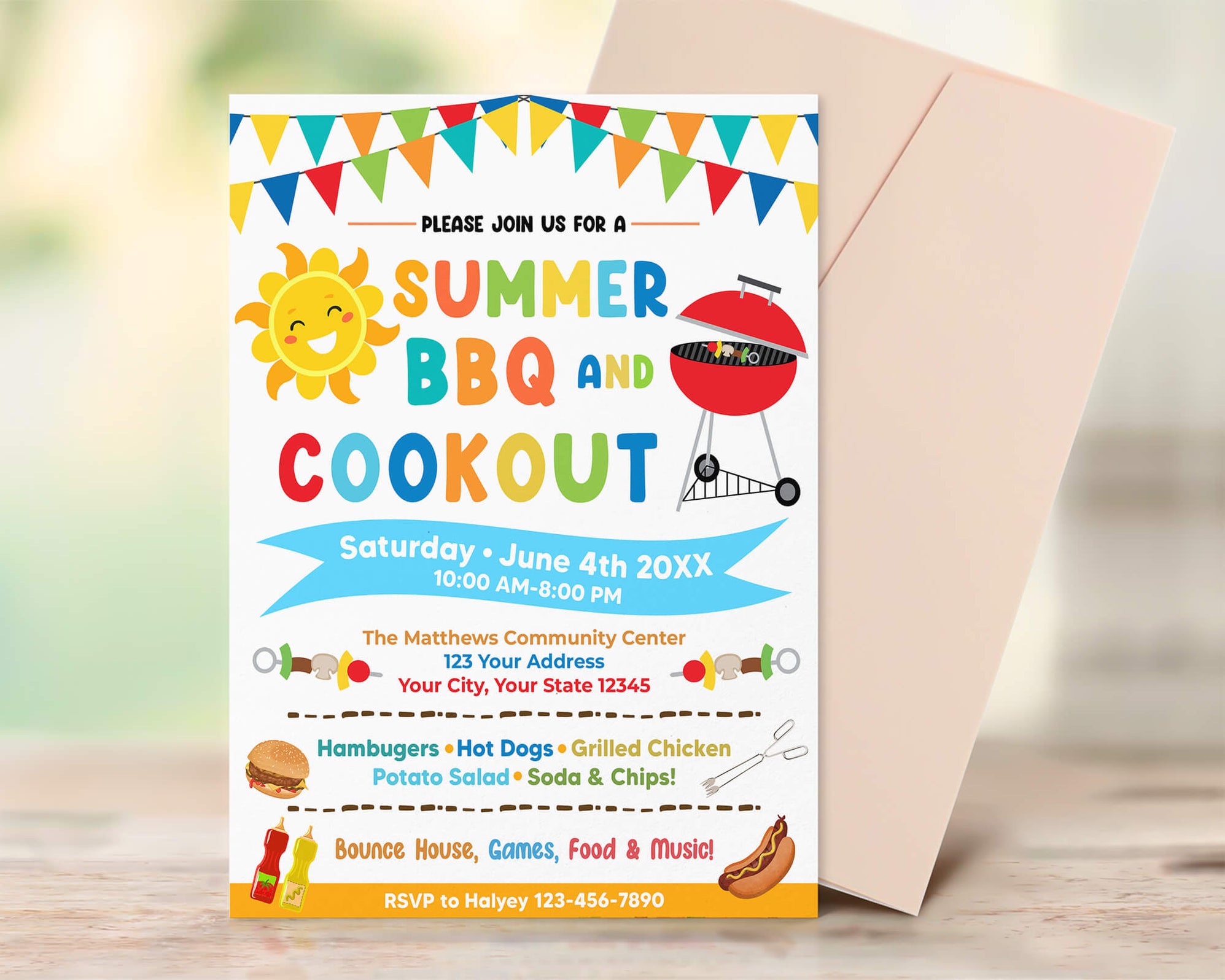 DIY Summer BBQ Cookout Invitation Template | Summer Barbecue Party ...