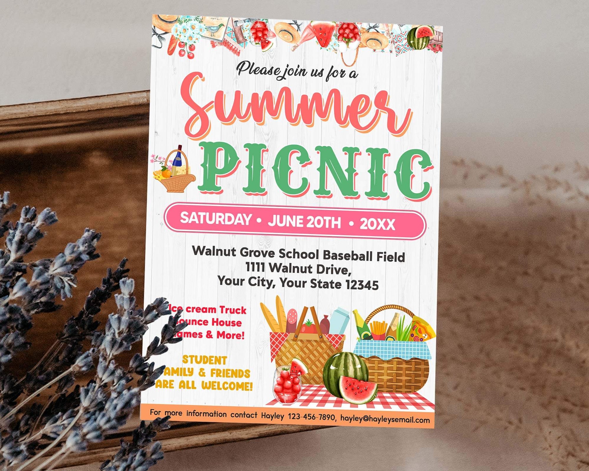 Customizable Summer Picnic Invite Template | Summer Party Picnic Bash ...