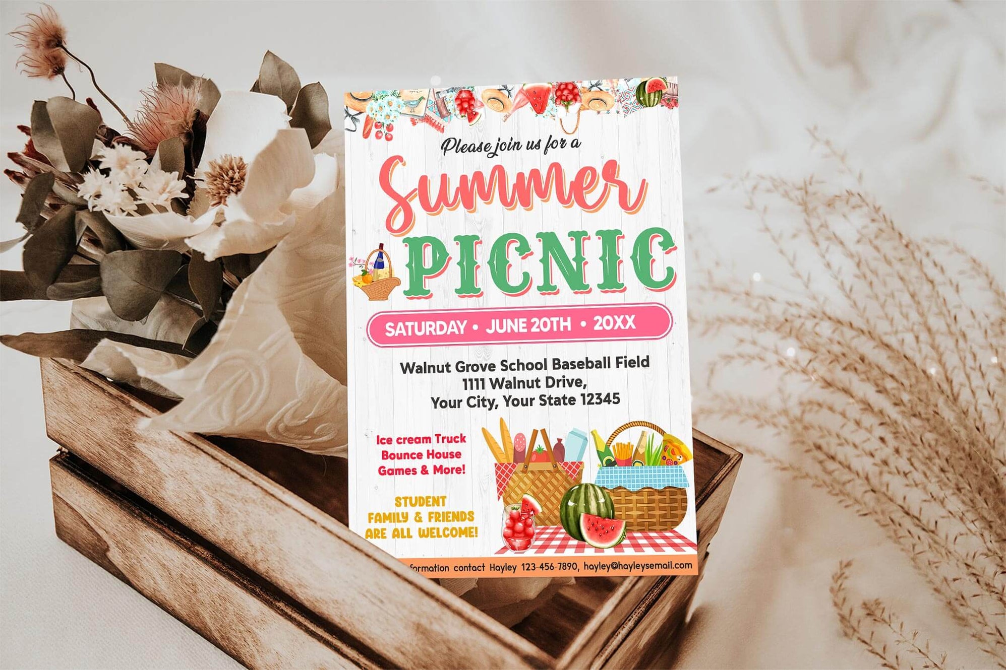 Customizable Summer Picnic Invite Template | Summer Party Picnic Bash ...