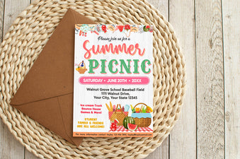 Customizable Summer Picnic Invite Template | Summer Party Picnic Bash ...