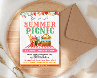 DIY Summer Picnic Invitation | Summer Picnic Party Bash Flyer Invite ...