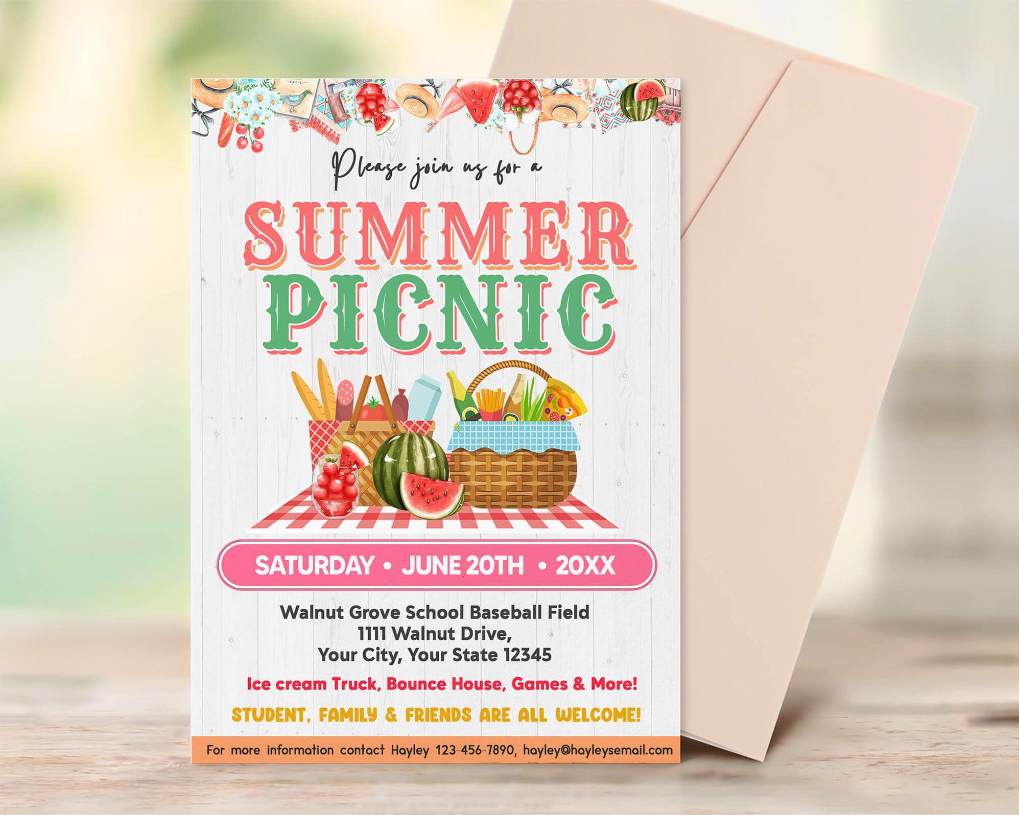 DIY Summer Picnic Invitation | Summer Picnic Party Bash Flyer Invite ...