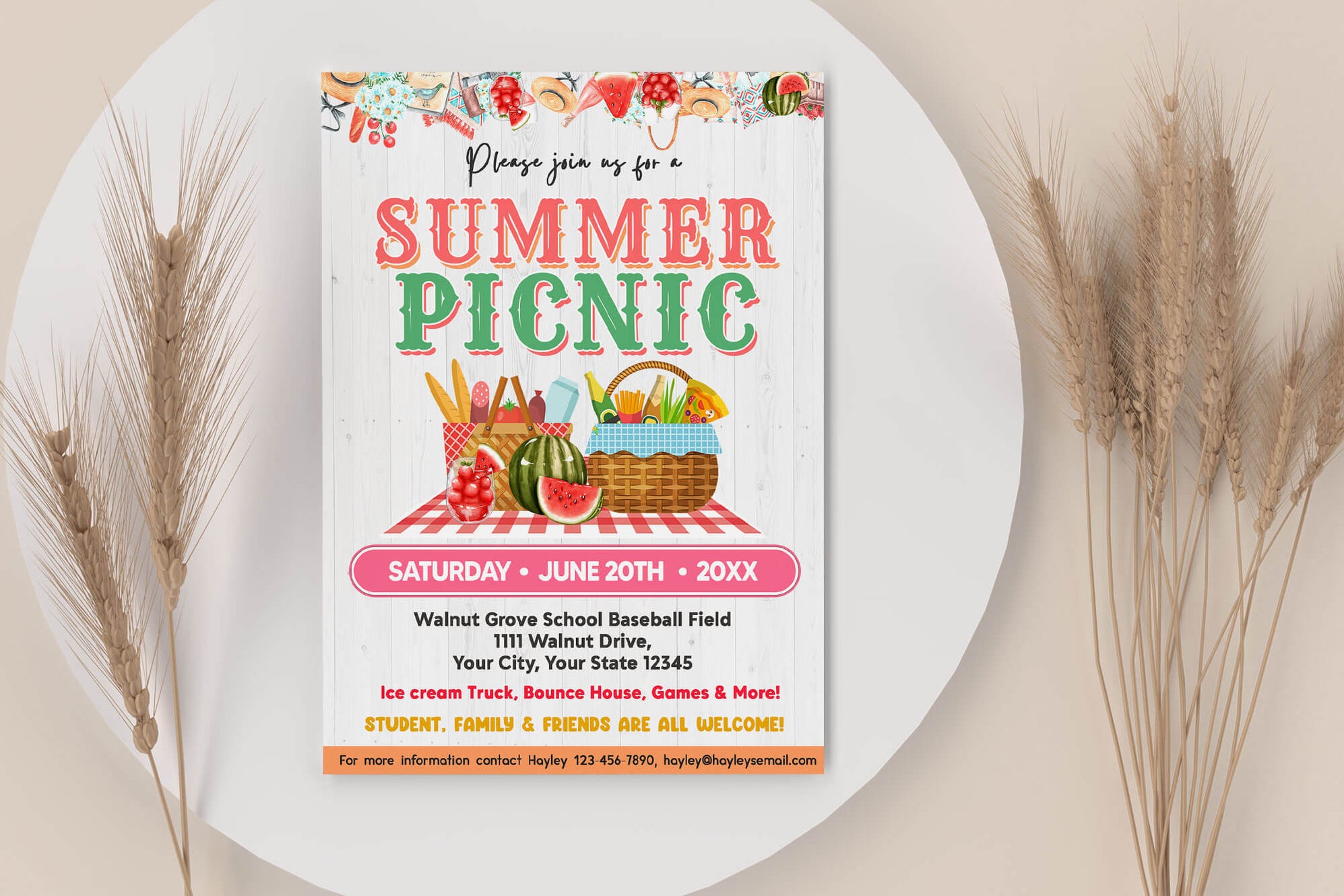 DIY Summer Picnic Invitation | Summer Picnic Party Bash Flyer Invite ...