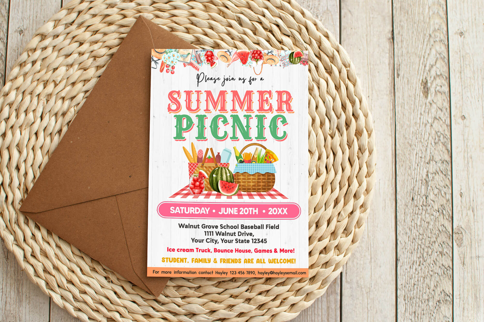DIY Summer Picnic Invitation | Summer Picnic Party Bash Flyer Invite ...