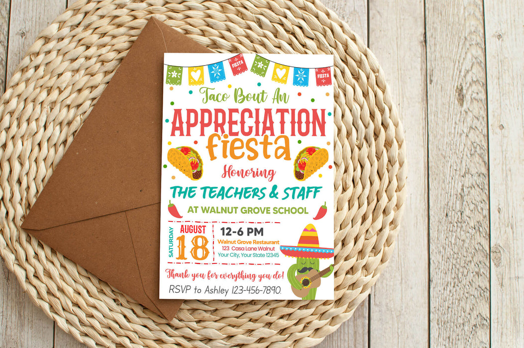 DIY Taco Bout An Appreciation Invite | Festival Themed Taco Fiesta Appreciate Invitation Flyer Template