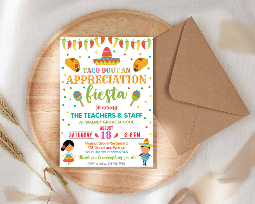 Customizable Taco Bout An Appreciation Invitation Template | Fiesta Mexican Themed Flyer Invite