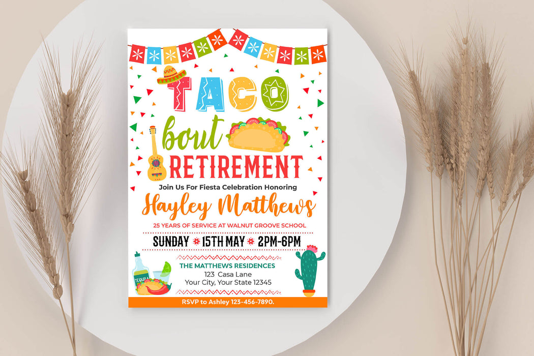 Customizable Taco Bout Retirement Invitation Template | Mexican Themed Fiesta Flyer Invite